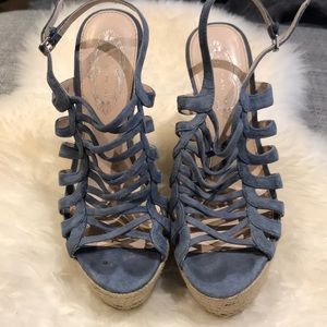 Elie Tahari blue suede espadrilles
